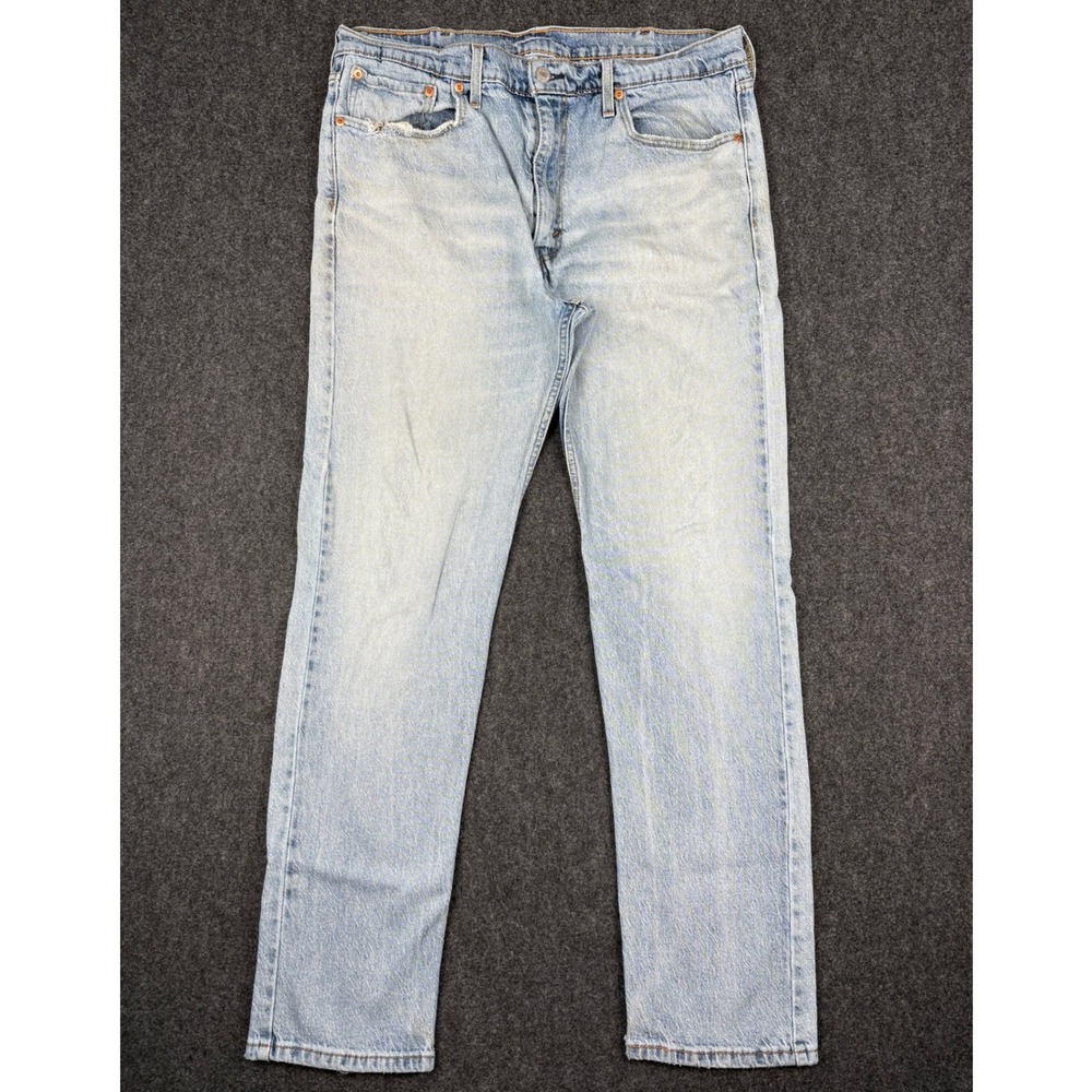 Levis 501 Original Fit Jeans Mens 38x34 Light Wash Straight Leg Denim Fits 34x31
